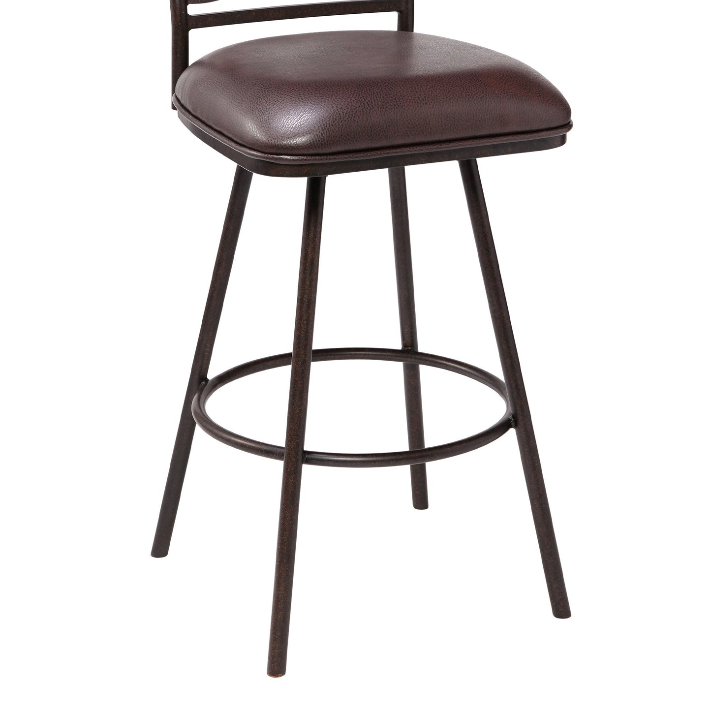 HomeRoots 30" Brown Faux Leather Speckled Metal and Maple Wood Bar Stool