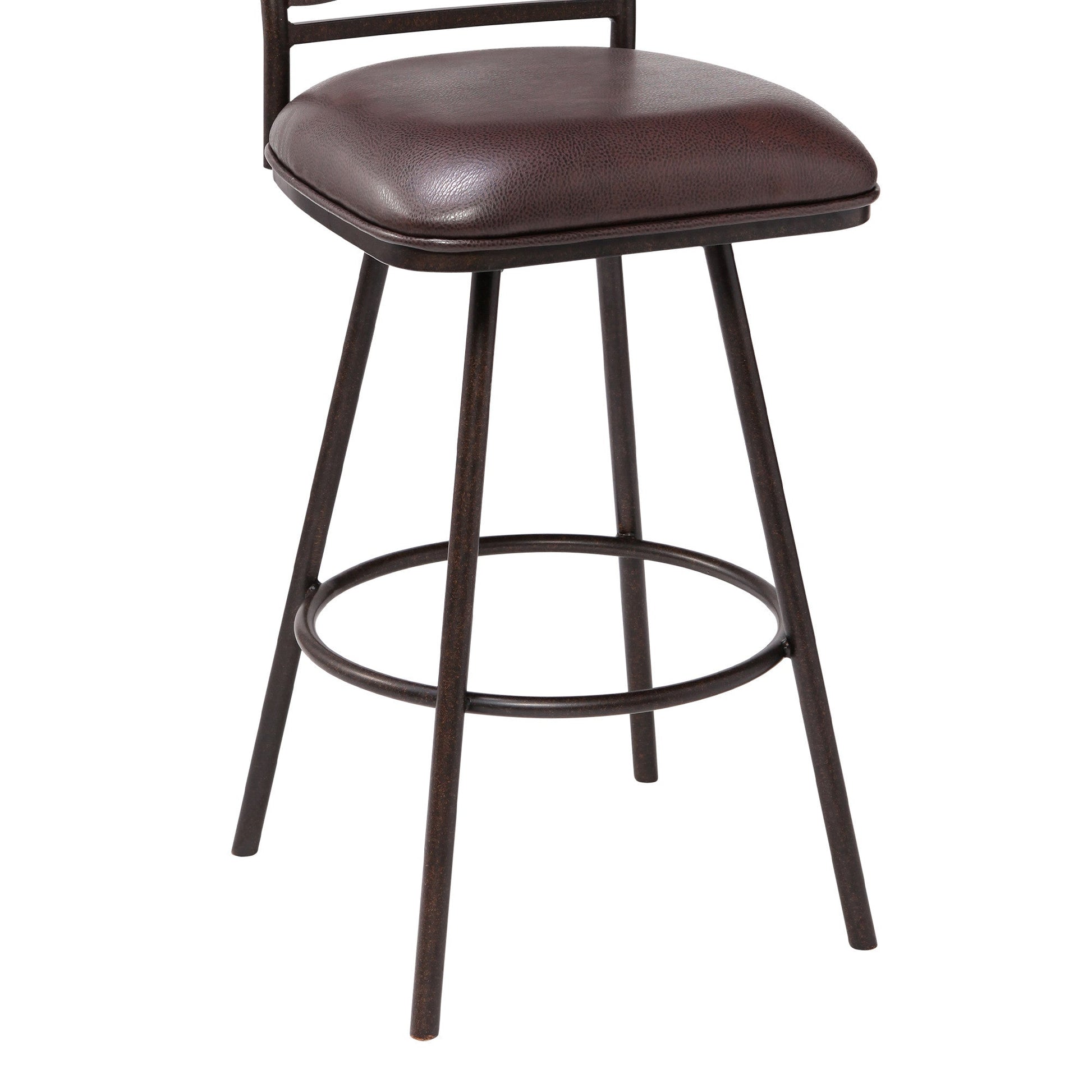 HomeRoots 30" Brown Faux Leather Speckled Metal and Maple Wood Bar Stool