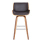 HomeRoots 30" Brown Faux Leather Wooden Base Bar Stool