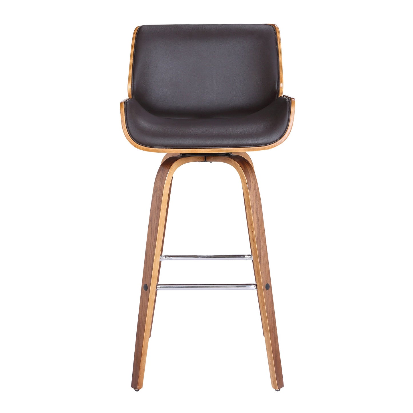 HomeRoots 30" Brown Faux Leather Wooden Base Bar Stool