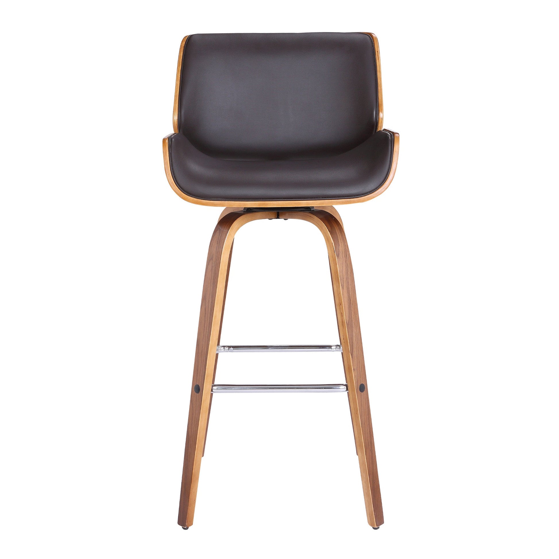 HomeRoots 30" Brown Faux Leather Wooden Base Bar Stool