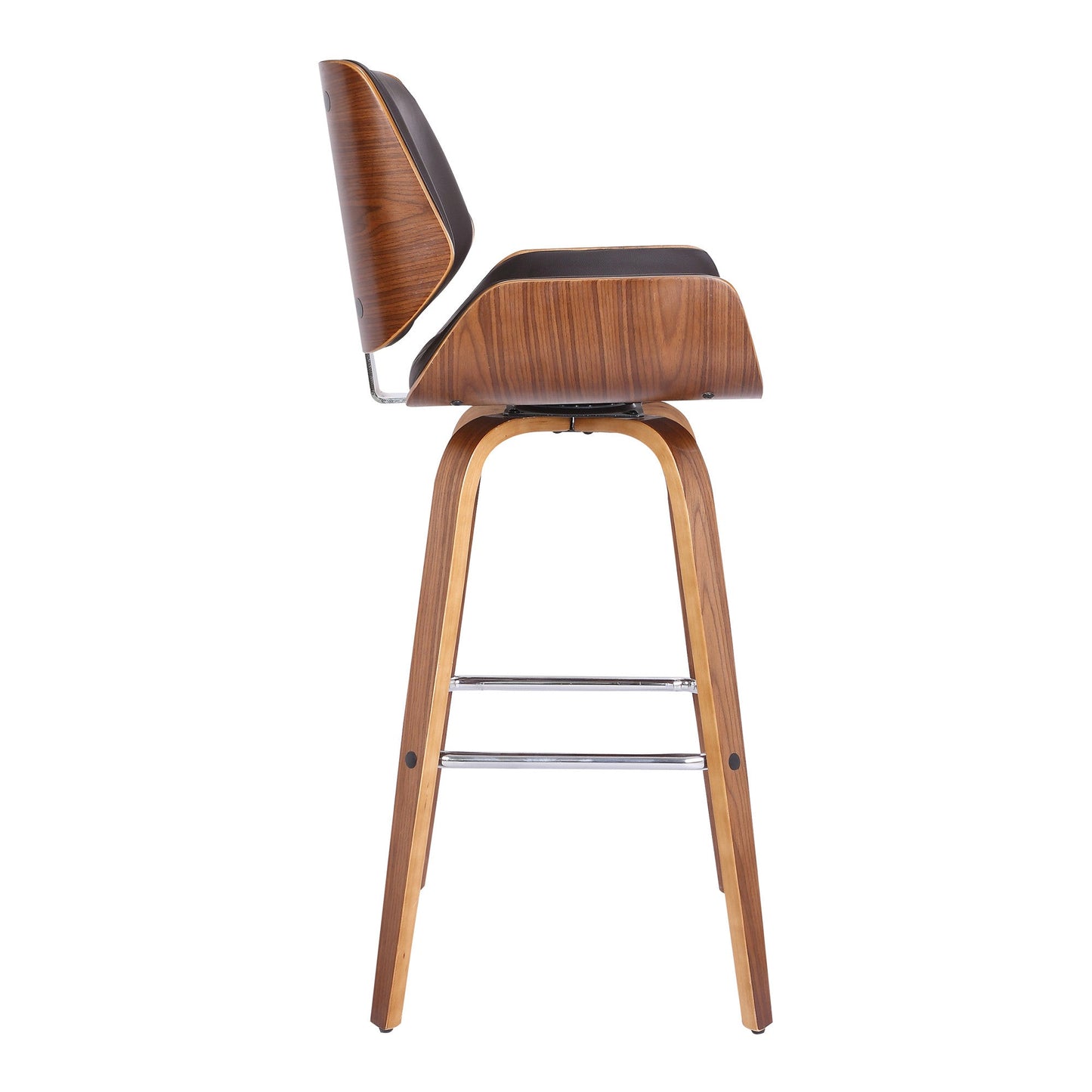 HomeRoots 30" Brown Faux Leather Wooden Base Bar Stool