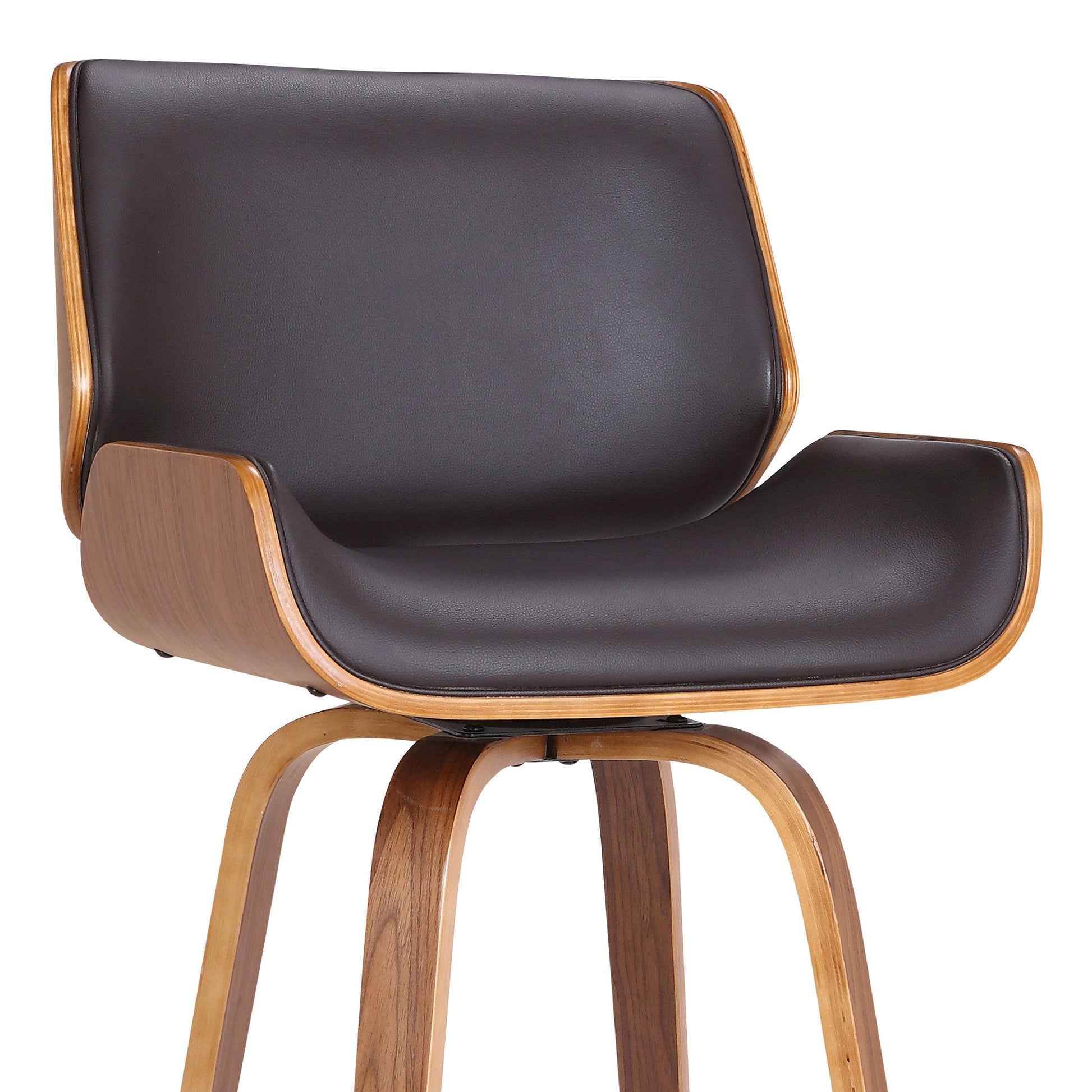 HomeRoots 30" Brown Faux Leather Wooden Base Bar Stool