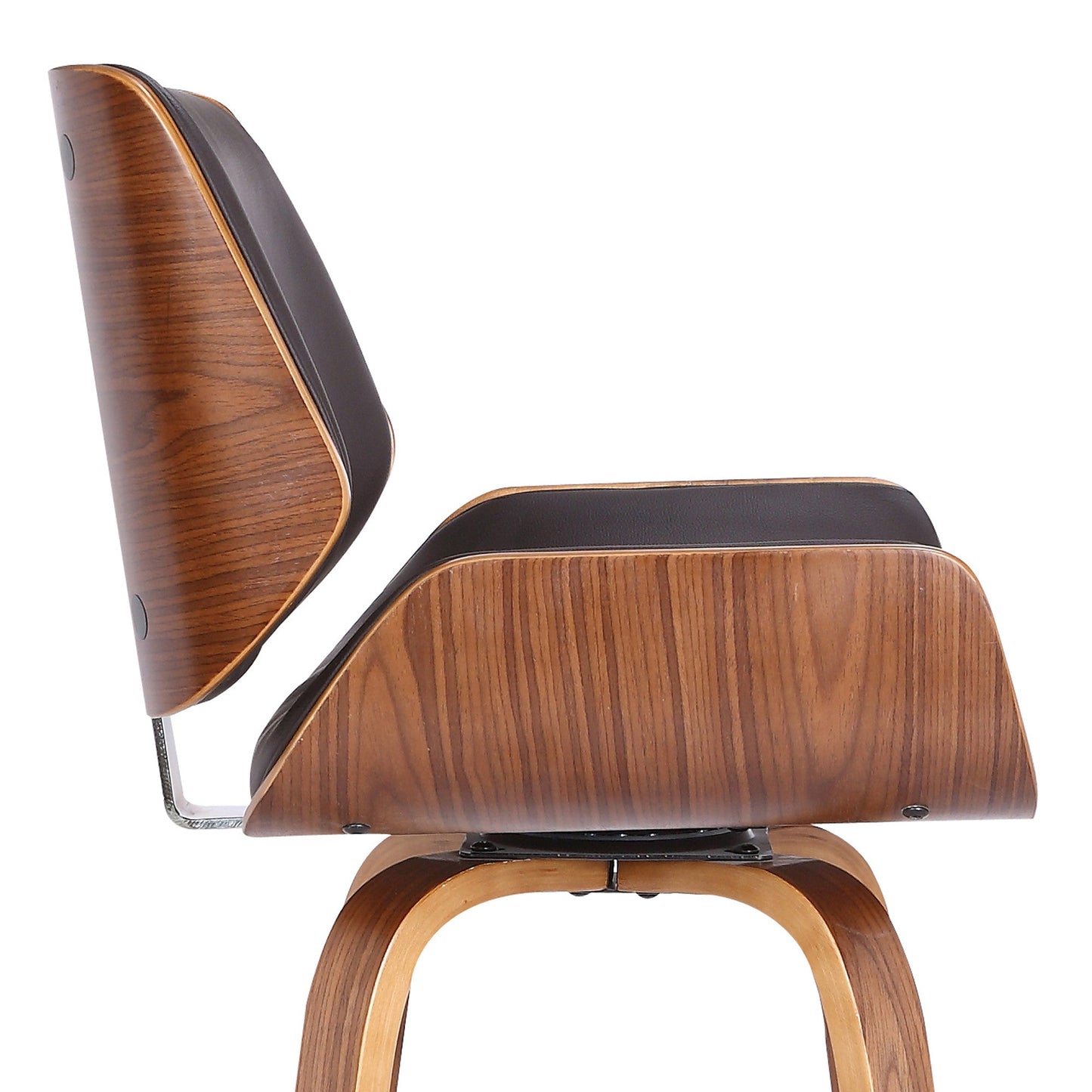 HomeRoots 30" Brown Faux Leather Wooden Base Bar Stool