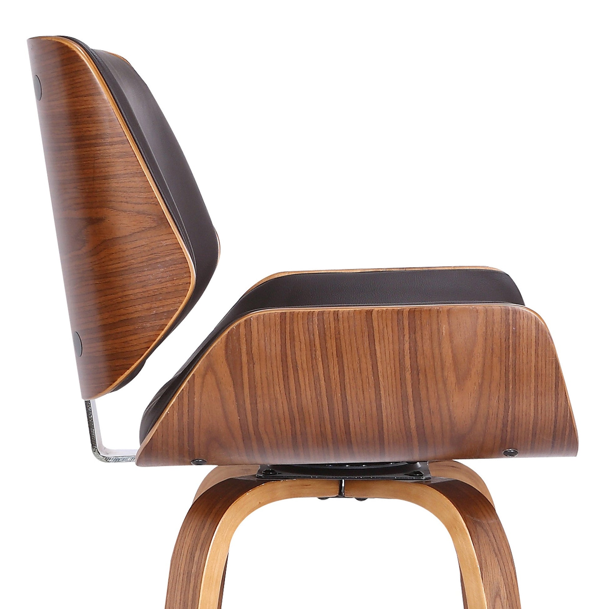 HomeRoots 30" Brown Faux Leather Wooden Base Bar Stool