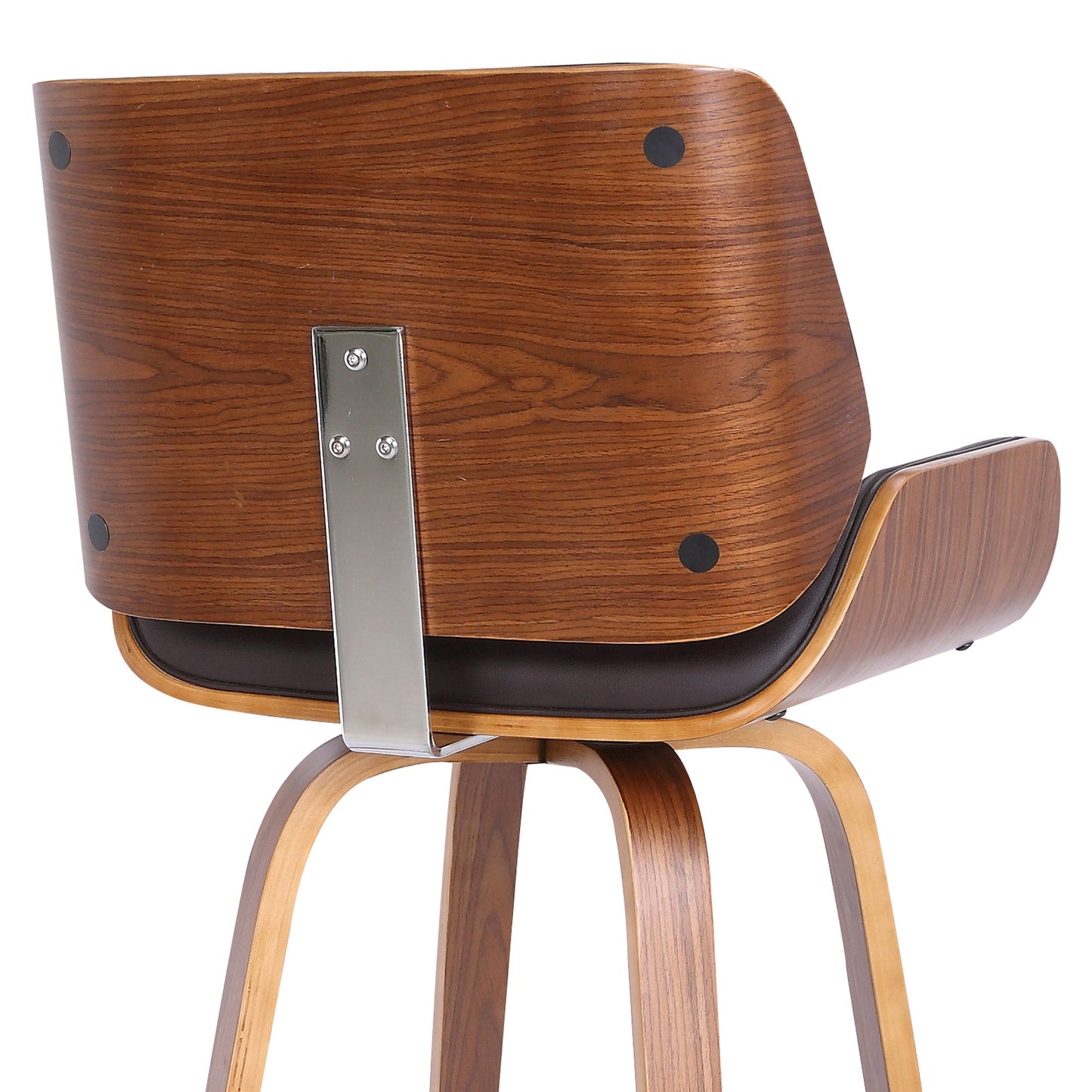 HomeRoots 30" Brown Faux Leather Wooden Base Bar Stool