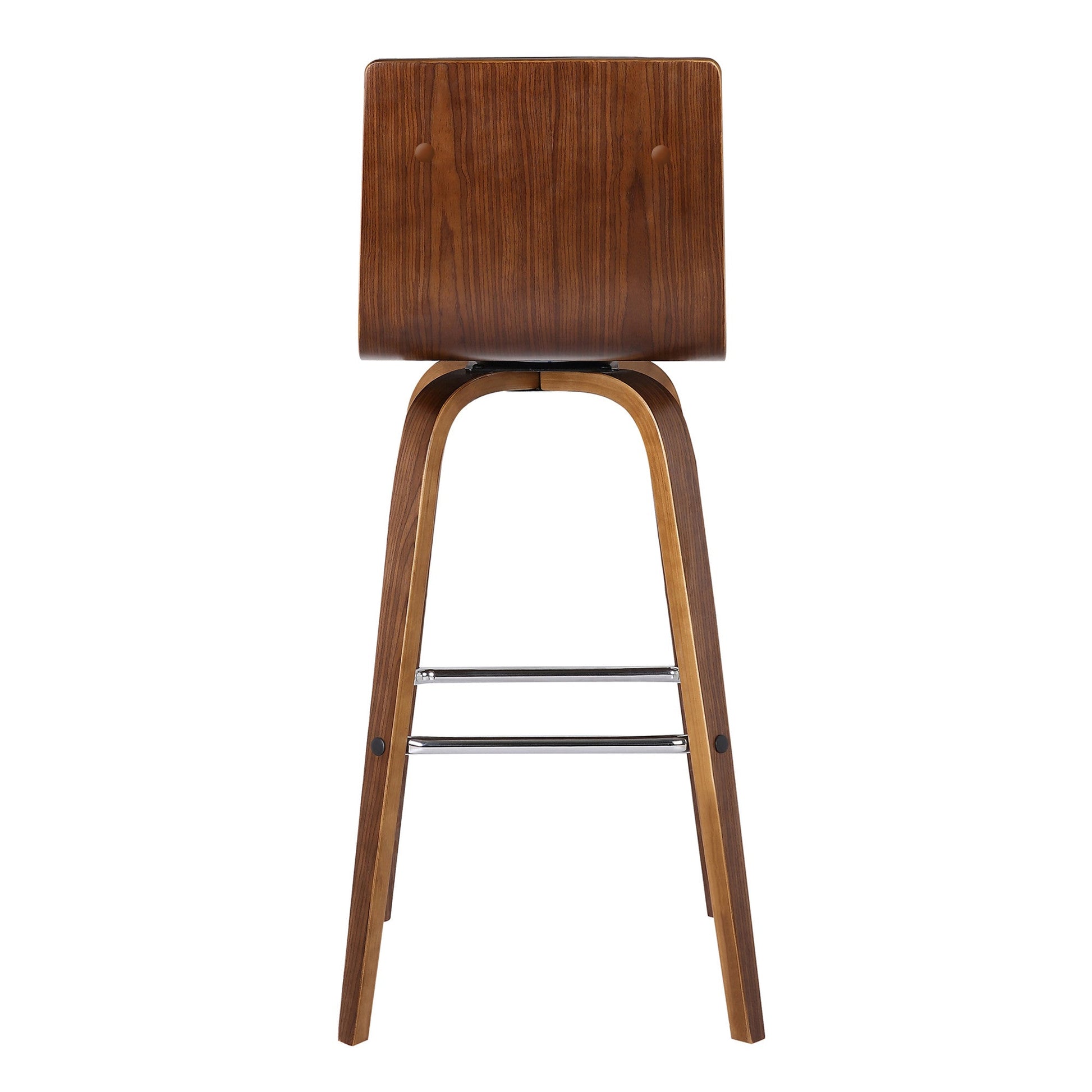 HomeRoots 30" Brown Faux Leather Wooden Swivel Bar Stool