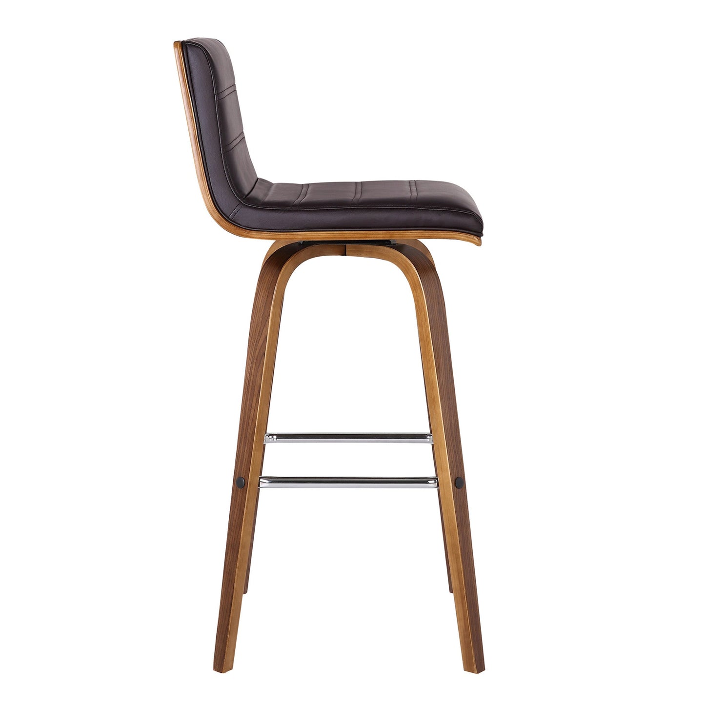 HomeRoots 30" Brown Faux Leather Wooden Swivel Bar Stool