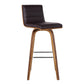 HomeRoots 30" Brown Faux Leather Wooden Swivel Bar Stool