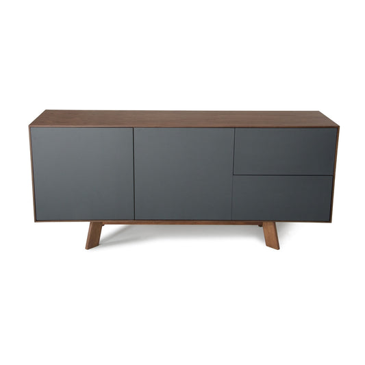 HomeRoots 30" Charcoal Grey And Walnut Veneer MDF And Metal Buffet