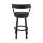 HomeRoots 30" Chic Black Faux Leather with Black Finish Swivel Bar Stool