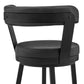HomeRoots 30" Chic Black Faux Leather with Black Finish Swivel Bar Stool
