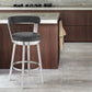 HomeRoots 30" Chic Black Faux Leather with Stainless Steel Finish Swivel Bar Stool