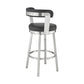HomeRoots 30" Chic Black Faux Leather with Stainless Steel Finish Swivel Bar Stool