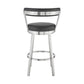 HomeRoots 30" Chic Black Faux Leather with Stainless Steel Finish Swivel Bar Stool