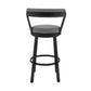 HomeRoots 30" Chic Grey Faux Leather with Black Finish Swivel Bar Stool