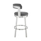 HomeRoots 30" Chic Grey Faux Leather with Stainless Steel Finish Swivel Bar Stool