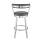 HomeRoots 30" Chic Grey Faux Leather with Stainless Steel Finish Swivel Bar Stool