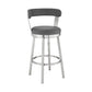 HomeRoots 30" Chic Grey Faux Leather with Stainless Steel Finish Swivel Bar Stool