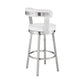HomeRoots 30" Chic White Faux Leather with Stainless Steel Finish Swivel Bar Stool