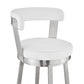 HomeRoots 30" Chic White Faux Leather with Stainless Steel Finish Swivel Bar Stool