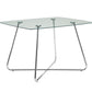 HomeRoots 30" Chrome Metal And Clear Tempered Glass Dining Table