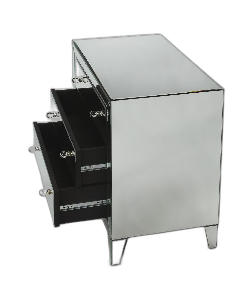 HomeRoots 30" Clear Glass Three Drawer Chest With Mirror Finish