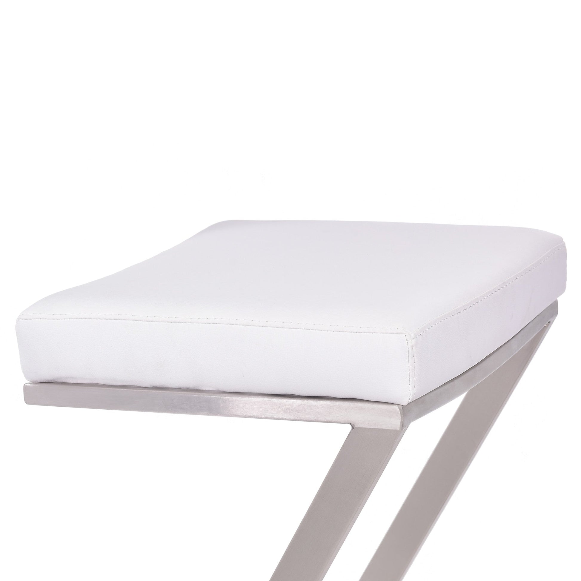 HomeRoots 30" Contempo White Faux Leather and Stainless Backless Bar Stool