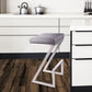 HomeRoots 30" ContempoGrey Faux Leather and Stainless Backless Bar Stool