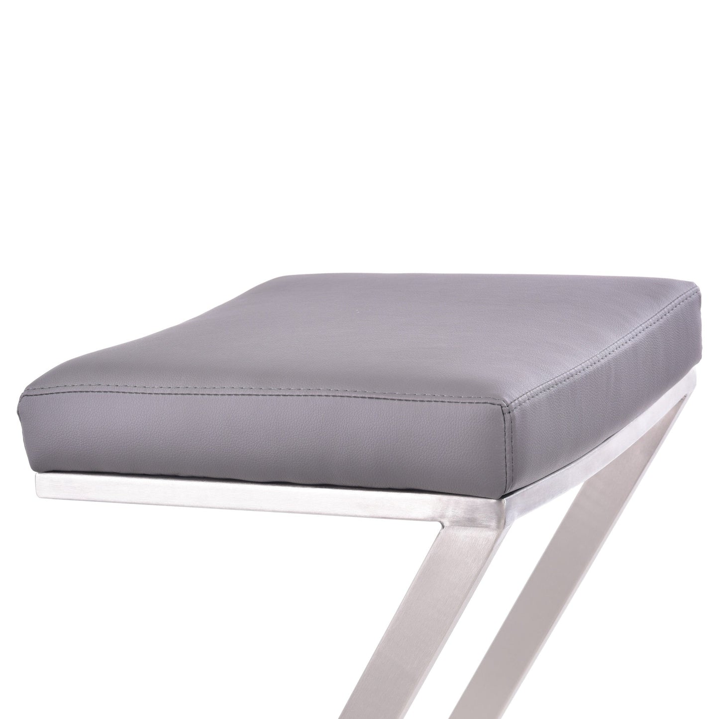 HomeRoots 30" ContempoGrey Faux Leather and Stainless Backless Bar Stool
