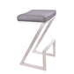 HomeRoots 30" ContempoGrey Faux Leather and Stainless Backless Bar Stool