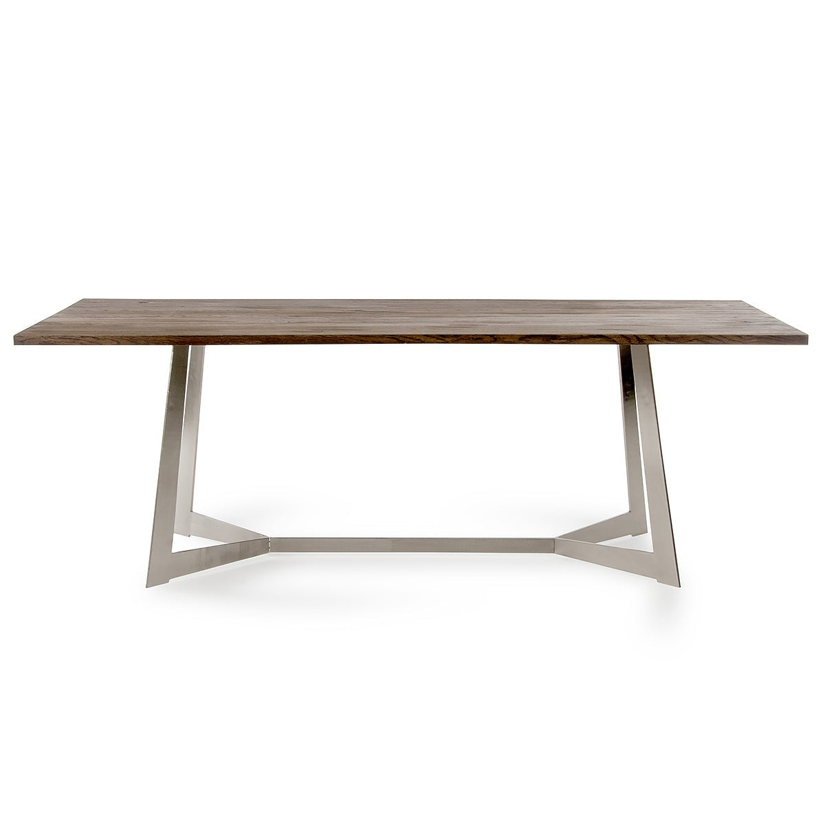 HomeRoots 30" Dark Aged Oak Wood Veneer And Steel Dining Table