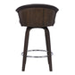 HomeRoots 30" Dark Brown Faux Leather and Rustic Wood Back Swivel Bar Stool