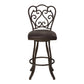 HomeRoots 30" Dark Espresso Scroll Back Metal Swivel Bar Stool