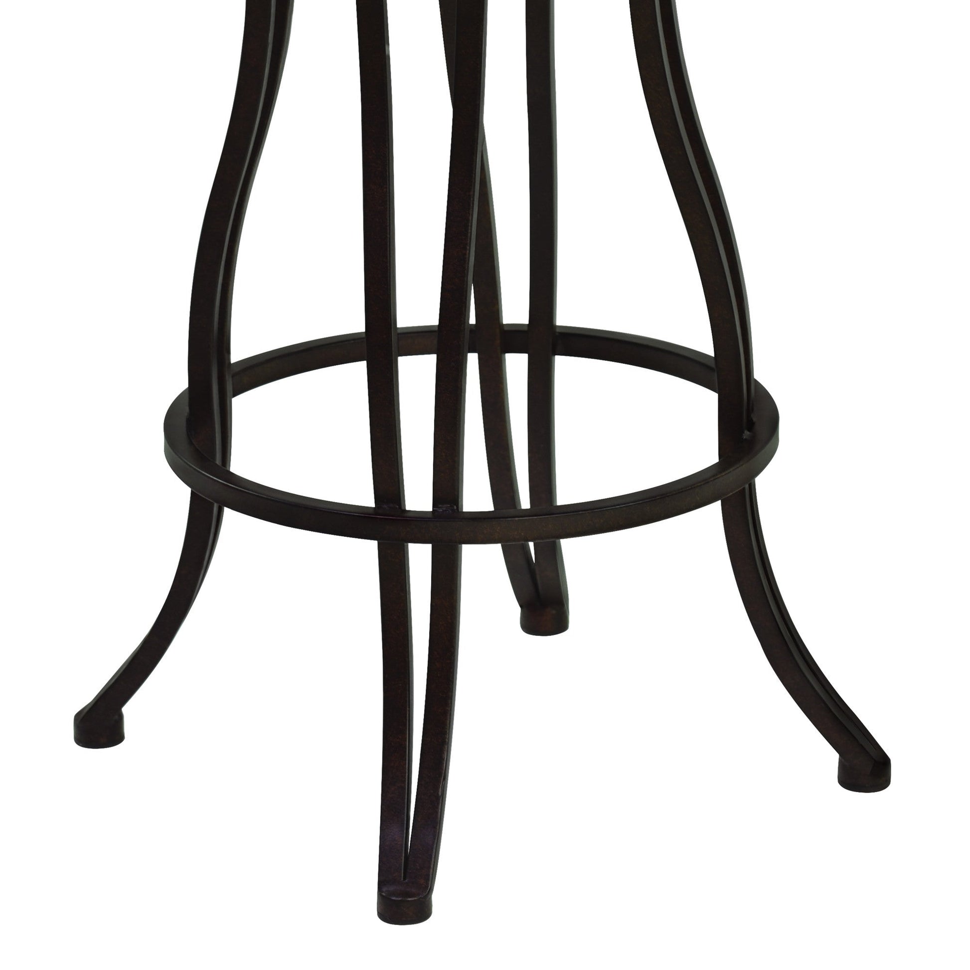 HomeRoots 30" Dark Espresso Scroll Back Metal Swivel Bar Stool