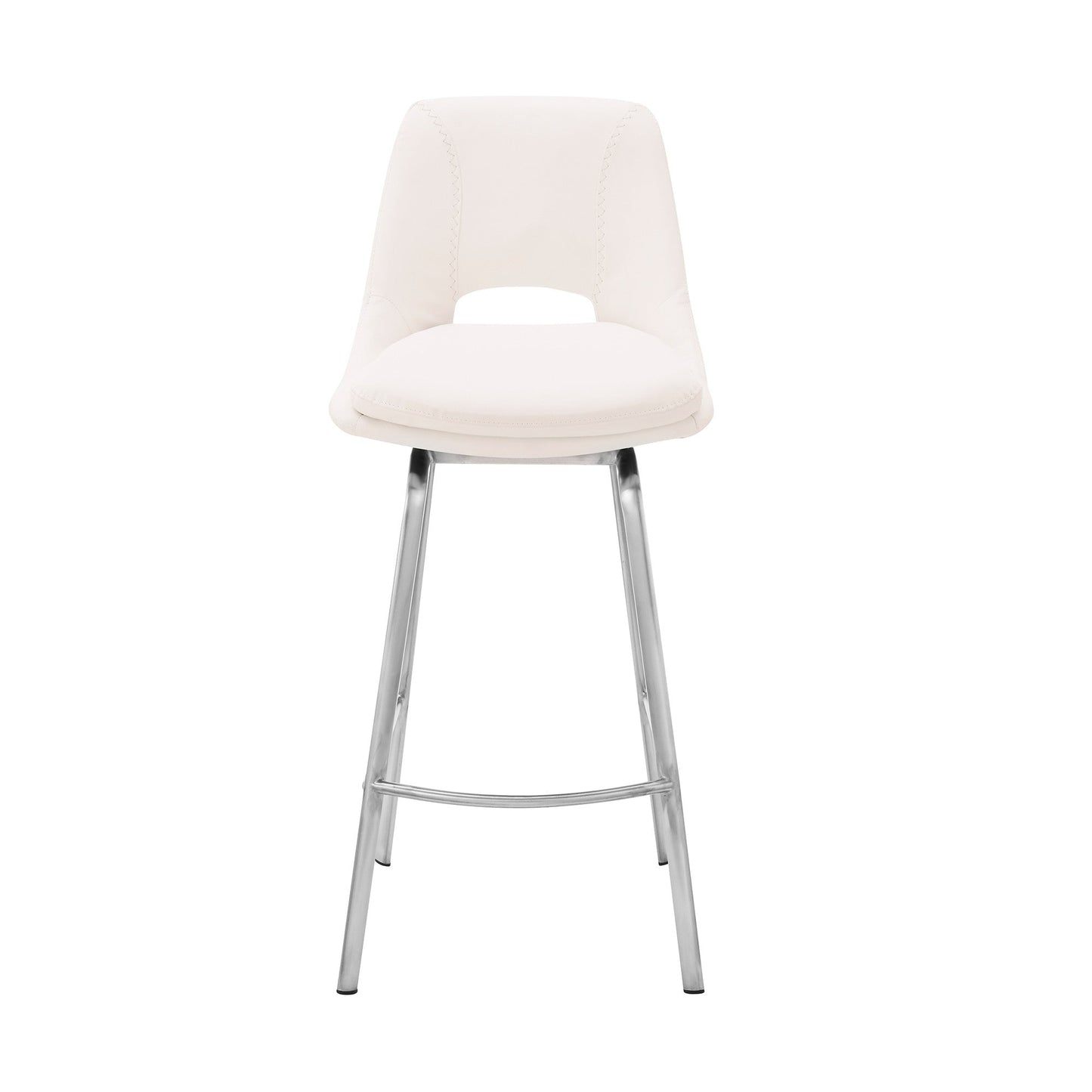HomeRoots 30" Elegant Grey Faux Leather Bar Stool with Stainless Steel Frame