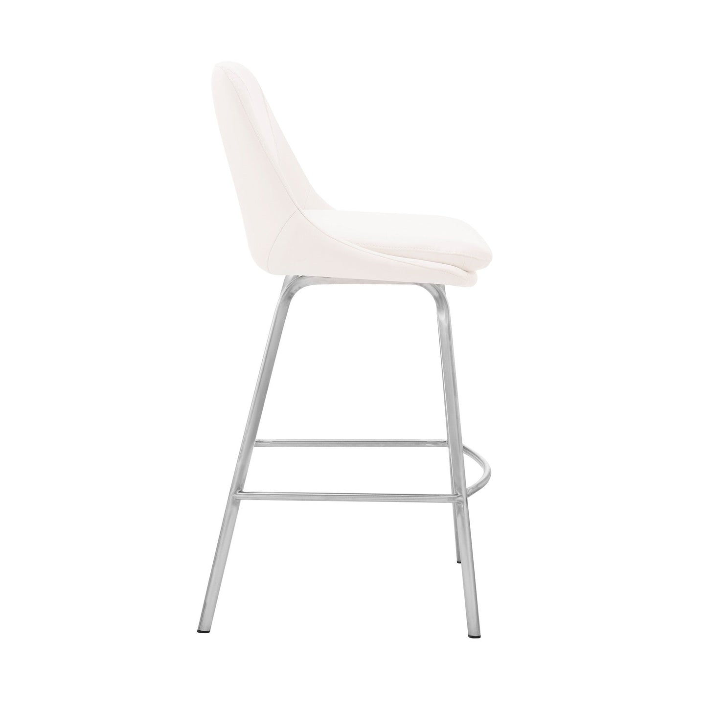 HomeRoots 30" Elegant Grey Faux Leather Bar Stool with Stainless Steel Frame