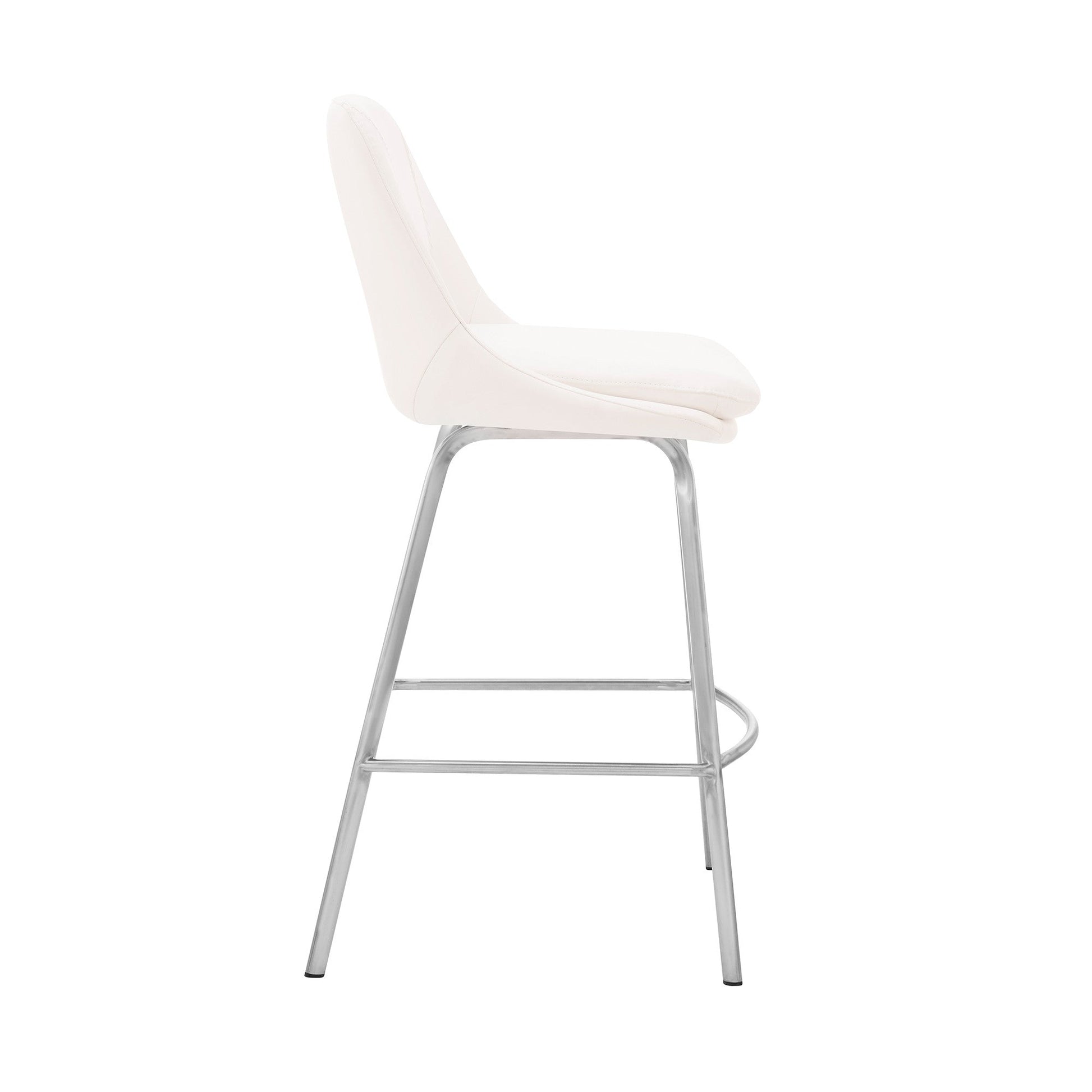 HomeRoots 30" Elegant Grey Faux Leather Bar Stool with Stainless Steel Frame
