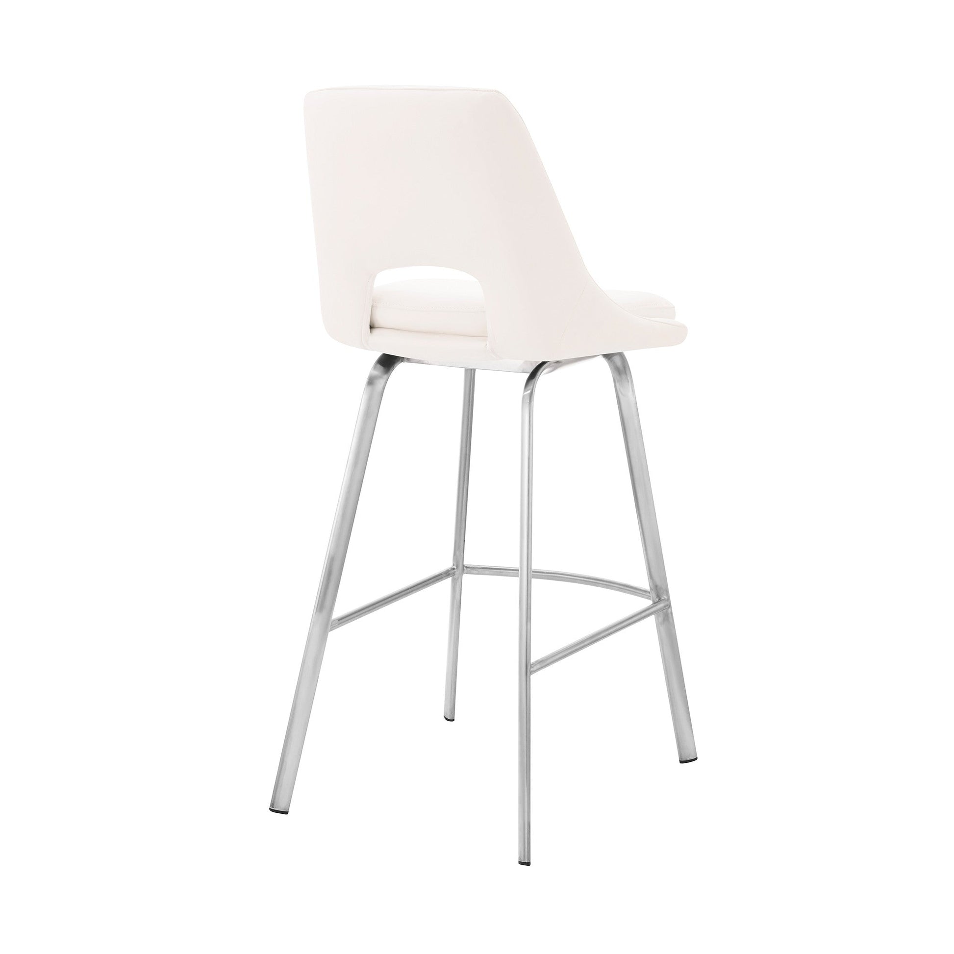 HomeRoots 30" Elegant Grey Faux Leather Bar Stool with Stainless Steel Frame