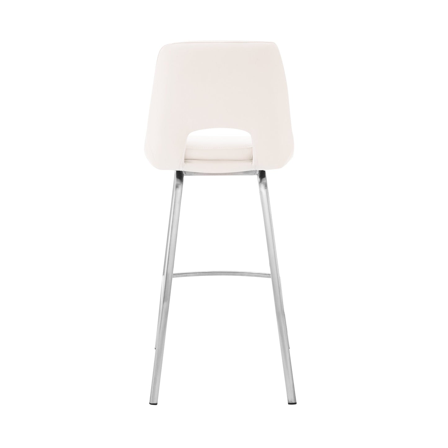 HomeRoots 30" Elegant Grey Faux Leather Bar Stool with Stainless Steel Frame