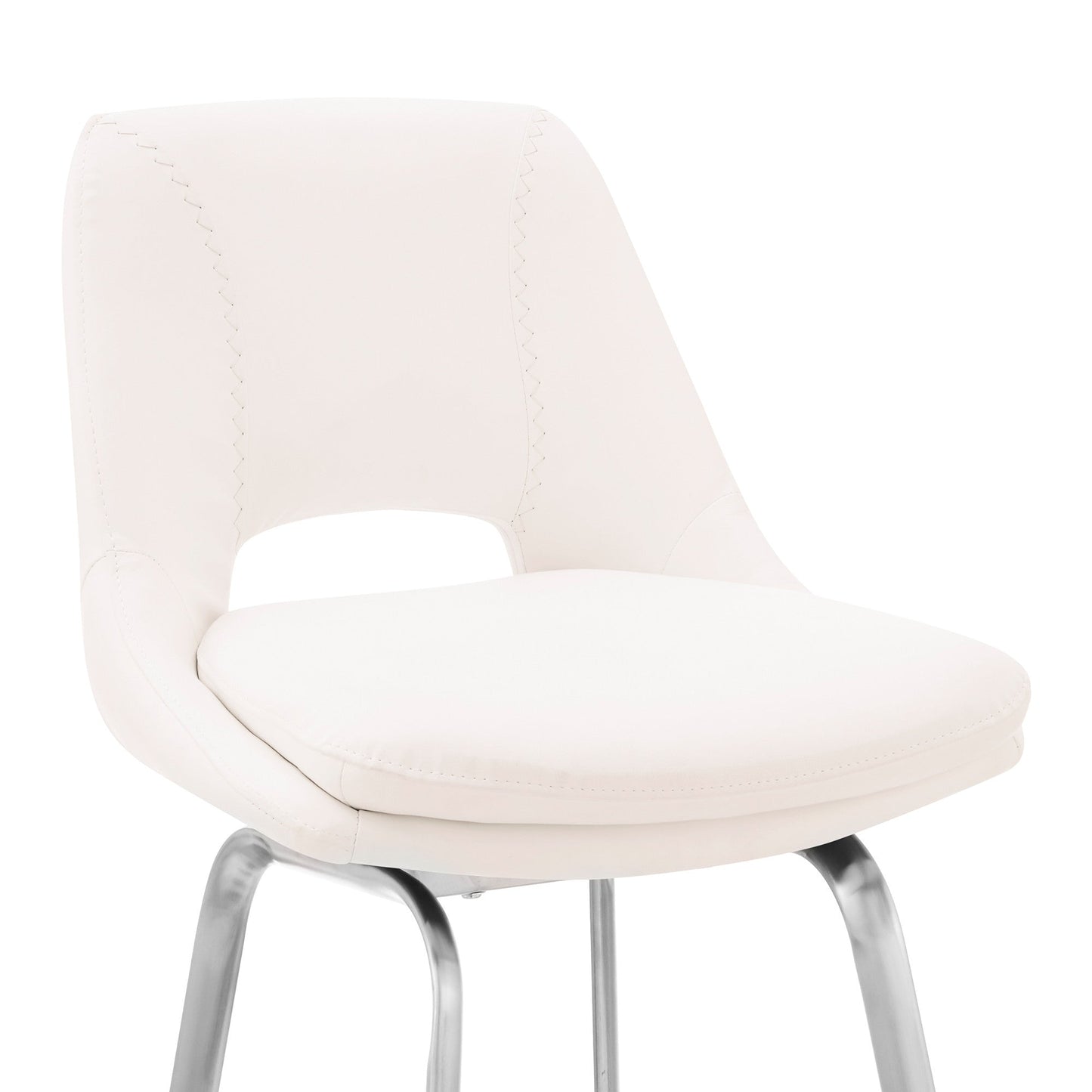 HomeRoots 30" Elegant Grey Faux Leather Bar Stool with Stainless Steel Frame