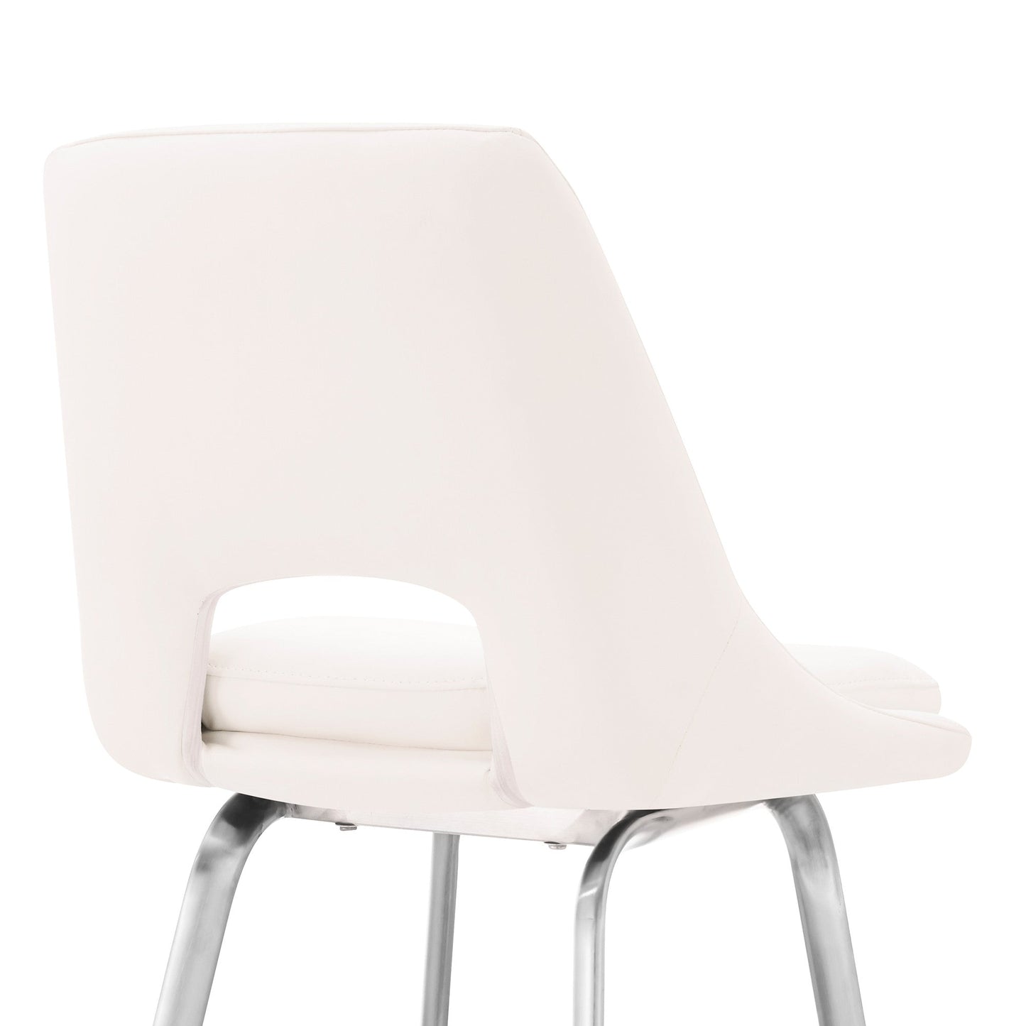 HomeRoots 30" Elegant Grey Faux Leather Bar Stool with Stainless Steel Frame