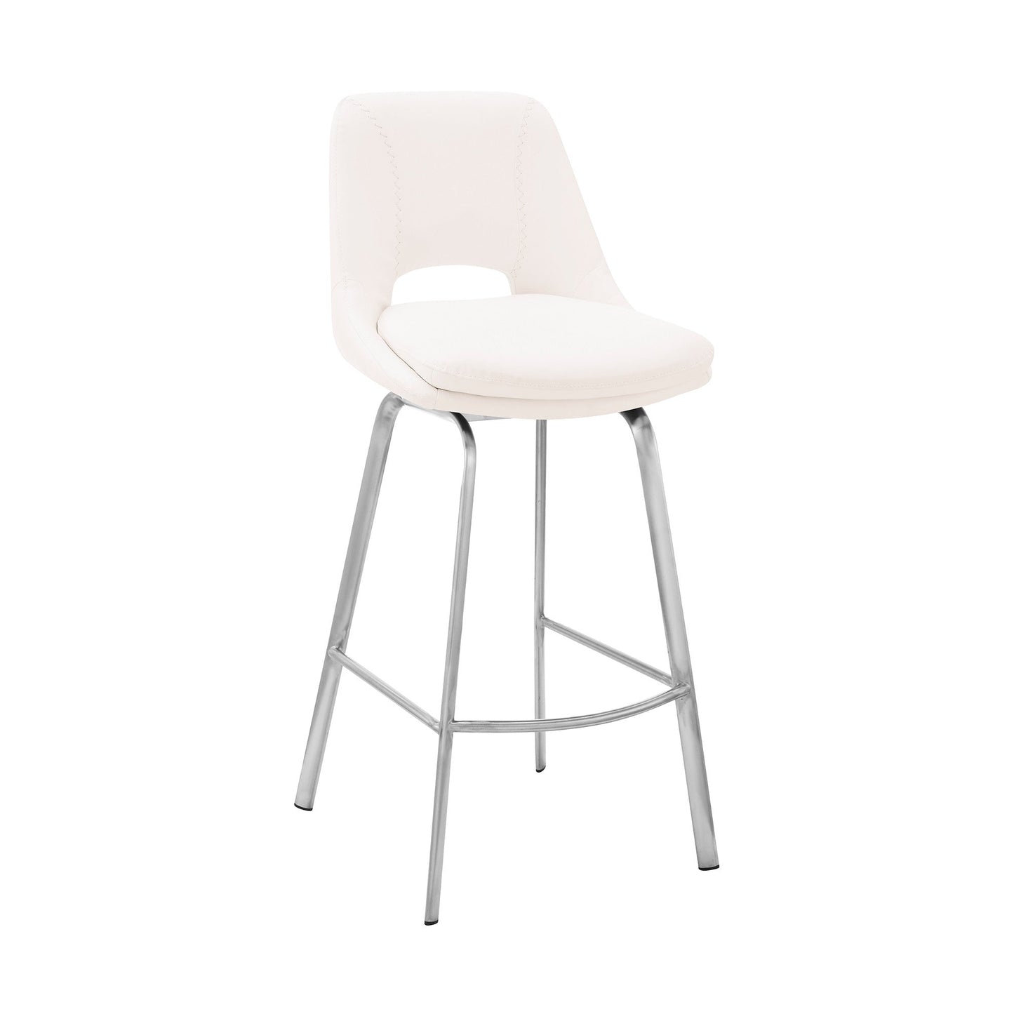 HomeRoots 30" Elegant Grey Faux Leather Bar Stool with Stainless Steel Frame
