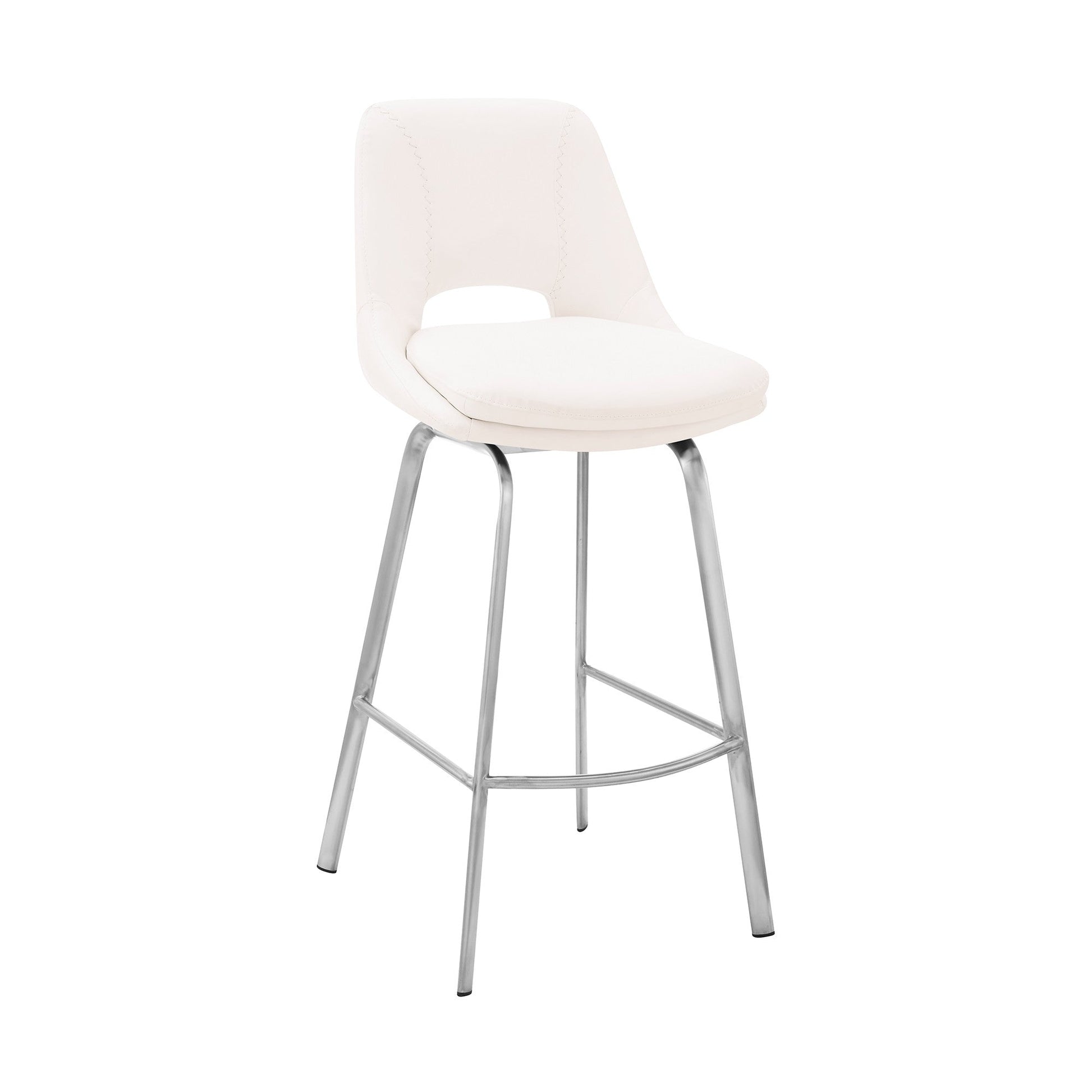 HomeRoots 30" Elegant Grey Faux Leather Bar Stool with Stainless Steel Frame