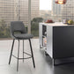HomeRoots 30" Elegant Grey Faux Leather and Black Metal Armless Swivel Bar Stool