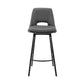HomeRoots 30" Elegant Grey Faux Leather and Black Metal Armless Swivel Bar Stool