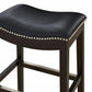 HomeRoots 30" Espresso and Black Saddle Style Counter Height Bar Stool