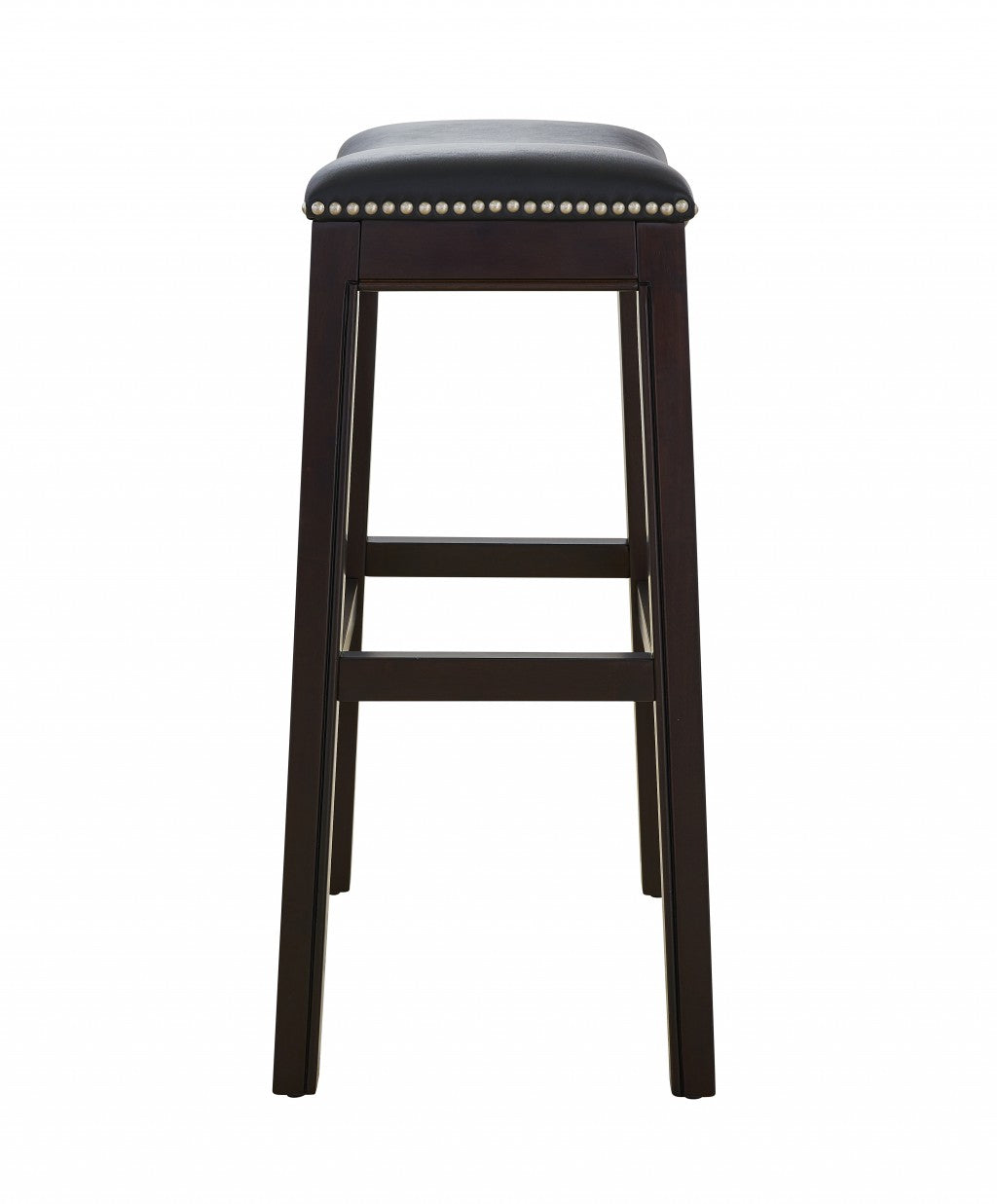 HomeRoots 30" Espresso and Black Saddle Style Counter Height Bar Stool
