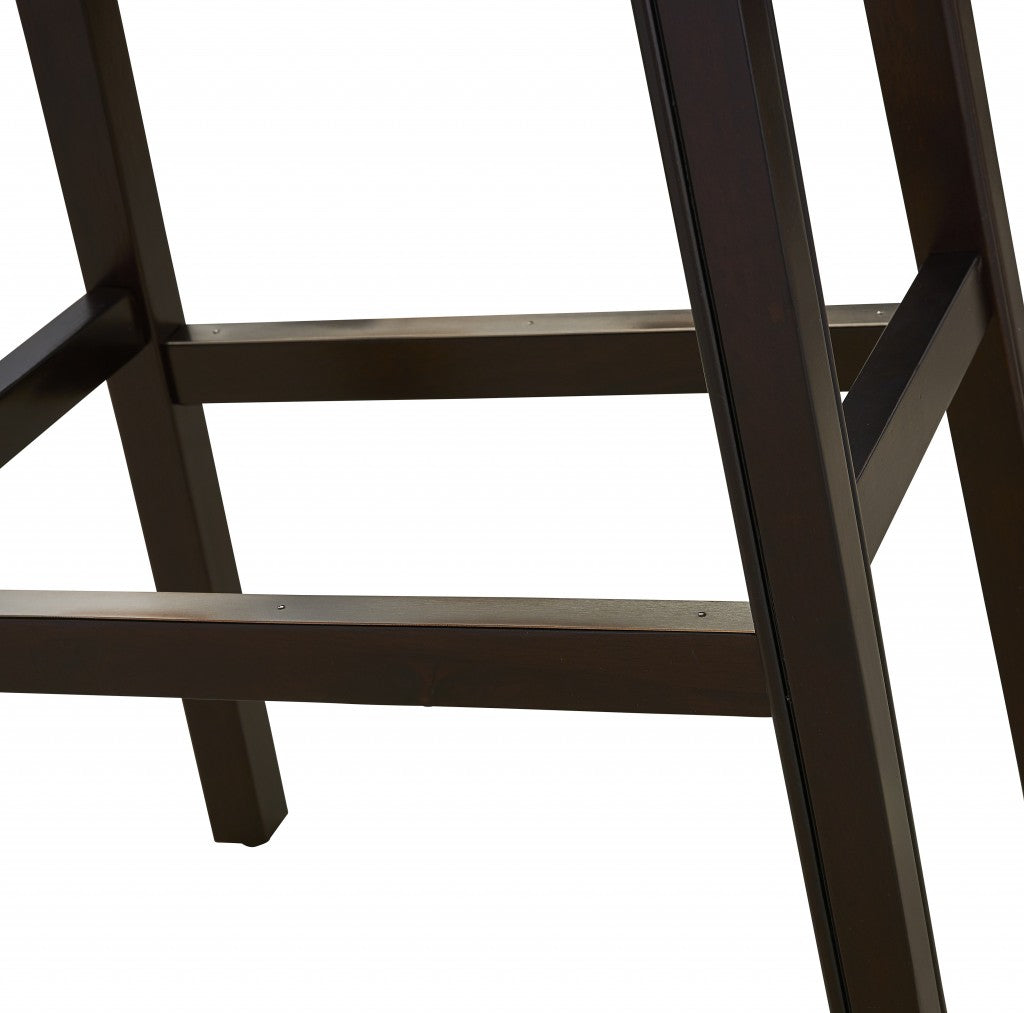 HomeRoots 30" Espresso and Black Saddle Style Counter Height Bar Stool