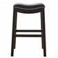 HomeRoots 30" Espresso and Black Saddle Style Counter Height Bar Stool